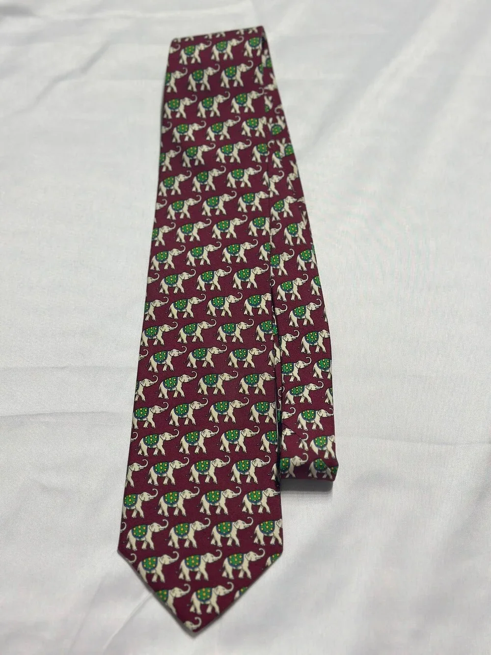 Brooks Brothers Makers Silk Tie Burgundy Elephant Novelty Print Made USA